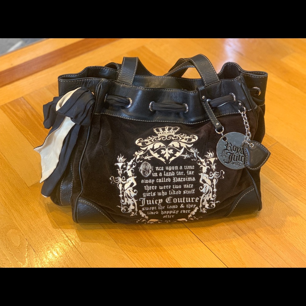 Juicy Couture black suede shoulder bag.